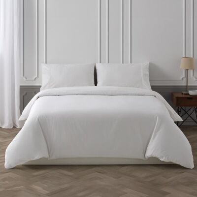 Manterol Juego de funda nórdica algodón satén 400 hilos Exclusive . (Cama 150 cm) Blanco Manterol Juego de funda nórdica algodón satén 400 hilos Exclusive . (Cama 150 cm) Blanco