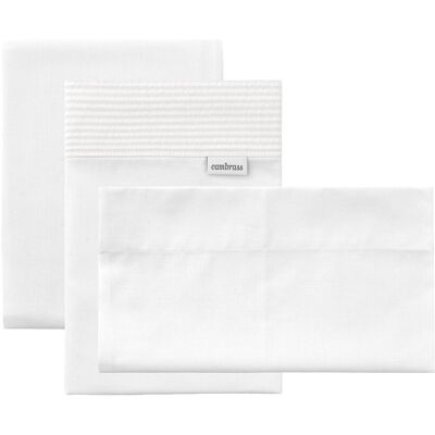Cambrass Juego de 3 piezas sábana + bajera + funda de almohada para moisés (35x80 cm) deluxe. Blanco Algodón Cambrass Juego de 3 piezas sábana + bajera + funda de almohada para moisés (35x80 cm) deluxe. Blanco Algodón