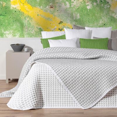 Manterol Colcha jacquard dibujo gofre Kai . (Cama 105 cm) Gris Manterol Colcha jacquard dibujo gofre Kai . (Cama 105 cm) Gris