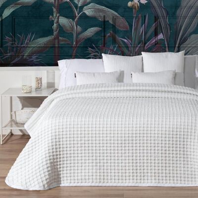 Manterol Colcha jacquard dibujo gofre Kai . (Cama 90 cm) Blanco Manterol Colcha jacquard dibujo gofre Kai . (Cama 90 cm) Blanco