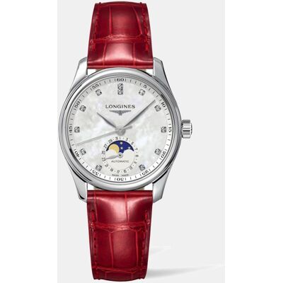 Longines Reloj de mujer The Master Collection L24094872 automático de piel rojo. Blanco Longines Reloj de mujer The Master Collection L24094872 automático de piel rojo. Blanco