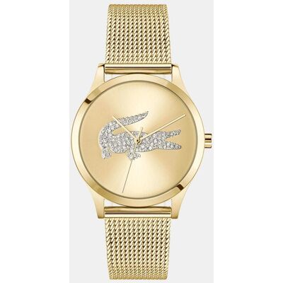 Lacoste Reloj de mujer Crocodelle de acero dorado. Blanco Lacoste Reloj de mujer Crocodelle de acero dorado. Blanco