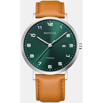 Bering Reloj de hombre Titanium 18640-568 de piel marrón. Marrón Bering Reloj de hombre Titanium 18640-568 de piel marrón. Marrón