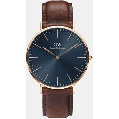Daniel Wellington Reloj de hombre Classic Revival DW00100626 de piel marrón. Marrón Daniel Wellington Reloj de hombre Classic Revival DW00100626 de piel marrón. Marrón