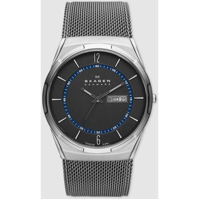 skagen Reloj melbye titanium de titanio y malla de acero en color carbón con día y fecha. Carbono skagen Reloj melbye titanium de titanio y malla de acero en color carbón con día y fecha. Carbono