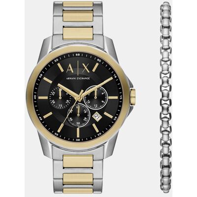 Giorgio Armani Conjunto de hombre con pulsera y reloj de acero inoxidable con cronógrafo. Multicolor Giorgio Armani Conjunto de hombre con pulsera y reloj de acero inoxidable con cronógrafo. Multicolor
