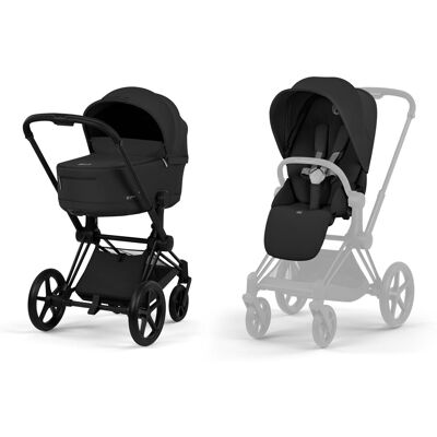 Cybex Carro de bebé dúo PRIAM Comfort con Chasis PRIAM, Textiles PRIAM y Capazo plegable PRIAM Fold Lux Comfort. Negro niño Cybex Carro de bebé dúo PRIAM Comfort con Chasis PRIAM, Textiles PRIAM y Capazo plegable PRIAM Fold Lux Comfort. Negro niño