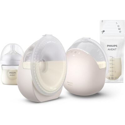 Philips Sacaleches portátil manos libres doble con accesorios. Nácar Philips Sacaleches portátil manos libres doble con accesorios. Nácar