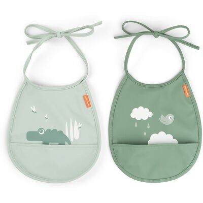 Baberos para bebés Done by Deer - Croco Verde 2-Pack Baberos para bebés Done by Deer - Croco Verde 2-Pack