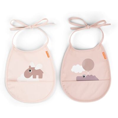 Baberos Done by Deer - Elphee Rosa - Impermeables, Ajustables, Pack de 2 Baberos Done by Deer - Elphee Rosa - Impermeables, Ajustables, Pack de 2