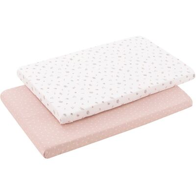 Cambrass Pack de 2 sábanas bajeras para minicuna (50x82x10 cm) Princess. Rosa pastel niño Cambrass Pack de 2 sábanas bajeras para minicuna (50x82x10 cm) Princess. Rosa pastel niño