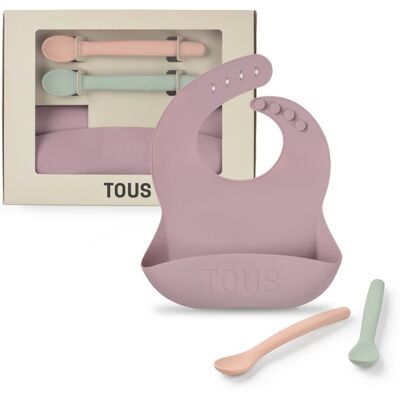 Tous Set de babero y 2 cucharas baby de silicona. Rosa niño Tous Set de babero y 2 cucharas baby de silicona. Rosa niño
