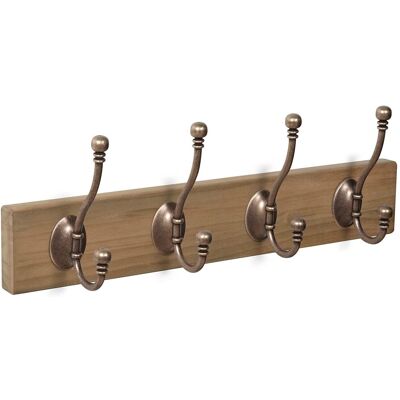Nesu Percha Madera y Zamak 4 Colgadores 9102HVBR. Haya rústico Nesu Percha Madera y Zamak 4 Colgadores 9102HVBR. Haya rústico