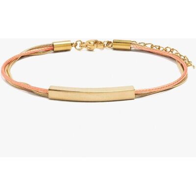 Parfois Pulsera de cordón doble de acero inoxidable con abalorio rígido. Multicolor Parfois Pulsera de cordón doble de acero inoxidable con abalorio rígido. Multicolor