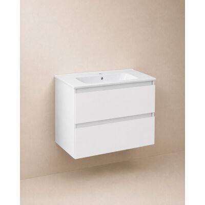 Cosmic Mueble de baño suspendido con 2 cajones y lavabo de porcelana BBest . (80 cm) Blanco mate Cosmic Mueble de baño suspendido con 2 cajones y lavabo de porcelana BBest . (80 cm) Blanco mate