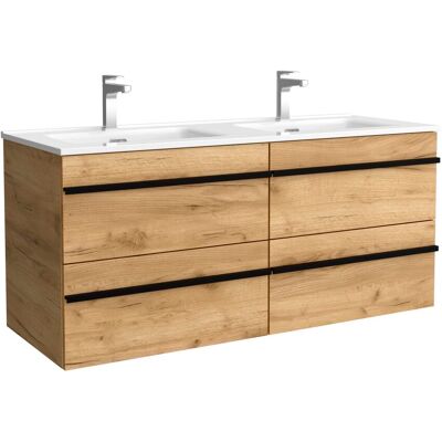 Salgar Mueble de baño con 4 cajones y lavabo de dos pozas Born . (120 cm) Marrón Salgar Mueble de baño con 4 cajones y lavabo de dos pozas Born . (120 cm) Marrón