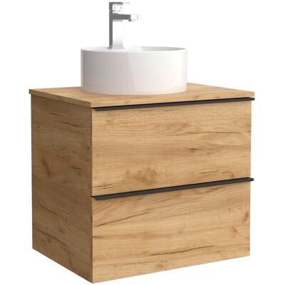 Salgar - Mueble de baño Roble Nabua 80 cm - Tirador, 2 Cajones - Muebles de Baño Salgar - Mueble de baño Roble Nabua 80 cm - Tirador, 2 Cajones - Muebles de Baño