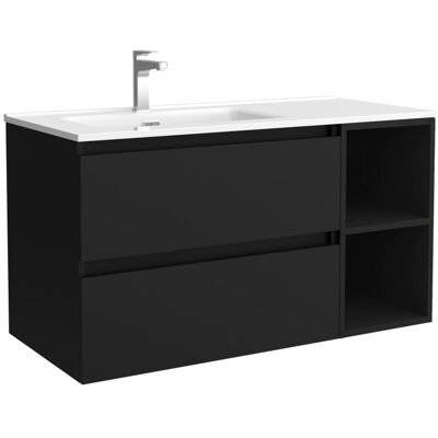 Conjunto de baño Salgar Bequia 100cm - Negro Mate, Interior Gris Conjunto de baño Salgar Bequia 100cm - Negro Mate, Interior Gris