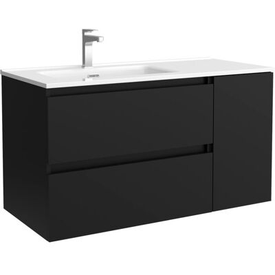 Mueble de baño Bequia 100cm negro mate con cajón y lavabo - Baño Mueble de baño Bequia 100cm negro mate con cajón y lavabo - Baño