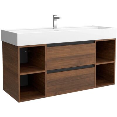 Salgar Mueble de baño con 2 cajones con 2 huecos y lavabo Veneto de 1 poza Bequia Plus Metal . (120 cm) Nogal Salgar Mueble de baño con 2 cajones con 2 huecos y lavabo Veneto de 1 poza Bequia Plus Metal . (120 cm) Nogal