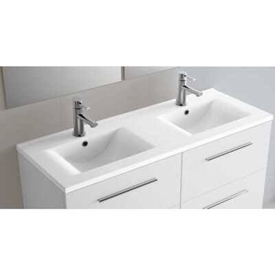 Salgar Lavabo doble de porcelana con encimera Iberia . Blanco Salgar Lavabo doble de porcelana con encimera Iberia . Blanco