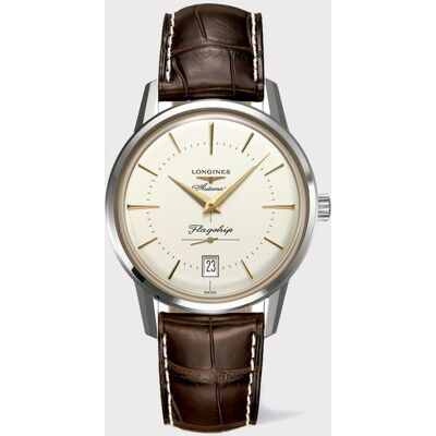 Longines Reloj de hombre Heritage L47954782 Flagship de piel marrón. Crema Longines Reloj de hombre Heritage L47954782 Flagship de piel marrón. Crema