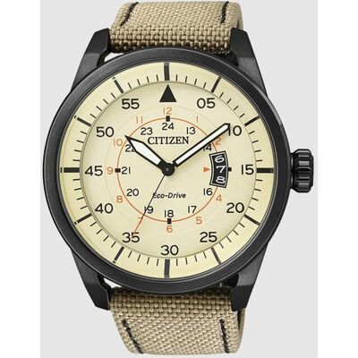 Citizen Reloj de hombre Avitator AW1365-19P Eco-Drive de nylon. Beige Citizen Reloj de hombre Avitator AW1365-19P Eco-Drive de nylon. Beige
