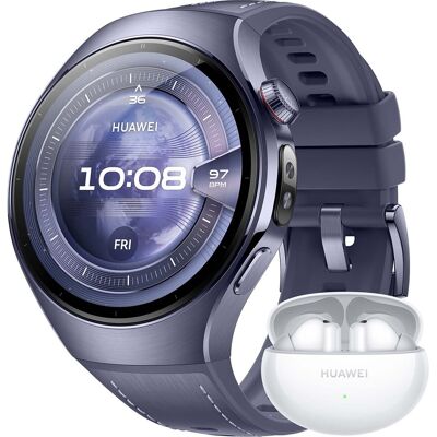 Huawei Watch 5 46 mm Morado Smartwatch + Auriculares FreeBuds 6i blancos. Gris / Morado Huawei Watch 5 46 mm Morado Smartwatch + Auriculares FreeBuds 6i blancos. Gris / Morado