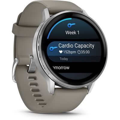 Garmin Venu 4 (45mm) Bisel plateado con correa de silicona gris Smartwatch. Plateado Garmin Venu 4 (45mm) Bisel plateado con correa de silicona gris Smartwatch. Plateado