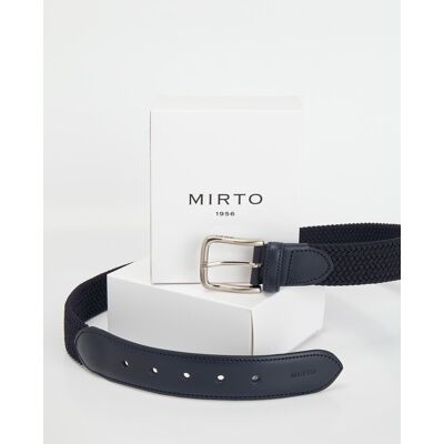 Mirto Cinturón de hombre trenzado elástico. (90) Azul marino Mirto Cinturón de hombre trenzado elástico. (90) Azul marino