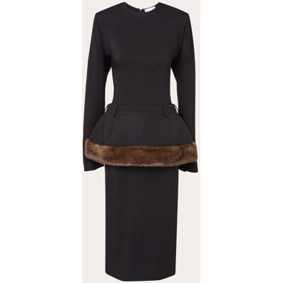 Stella Mccartney Vestido midi de sable a capas. (42) Negro Stella Mccartney Vestido midi de sable a capas. (42) Negro