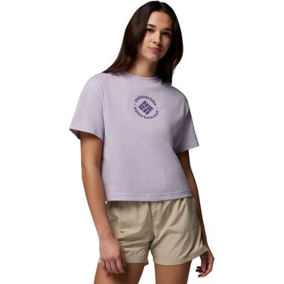 Columbia Camiseta manga corta de mujer Rolling Bend™ Graphic Relaxed Crop SS . Lila Columbia Camiseta manga corta de mujer Rolling Bend™ Graphic Relaxed Crop SS . Lila