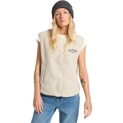 Billabong Chaleco de sherpa de mujer Be Happy . (XL) Blanco Billabong Chaleco de sherpa de mujer Be Happy . (XL) Blanco
