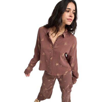 Roxy Camisas de mujer Let It Go Again Emby . (S) Marrón Roxy Camisas de mujer Let It Go Again Emby . (S) Marrón