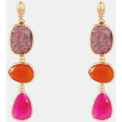 GAS Bijoux Pendientes Silene 3 piedras y bañado en oro. Multicolor GAS Bijoux Pendientes Silene 3 piedras y bañado en oro. Multicolor