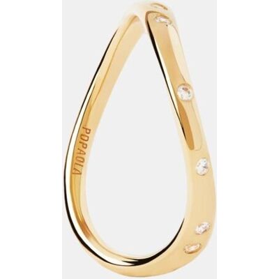 PDPAOLA Anillo Essentials dorado con circonita. Blanco PDPAOLA Anillo Essentials dorado con circonita. Blanco