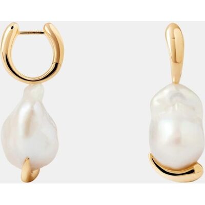PDPAOLA Pendientes de aro The Moment con perla barroca. Blanco PDPAOLA Pendientes de aro The Moment con perla barroca. Blanco