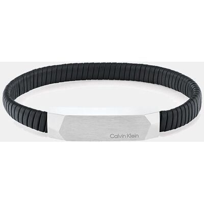 Calvin Pulsera de hombre Magnify de piel y acero. Negro Calvin Pulsera de hombre Magnify de piel y acero. Negro
