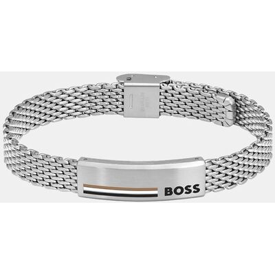 Boss Pulsera de hombre Alen de acero con placa. Plata Boss Pulsera de hombre Alen de acero con placa. Plata