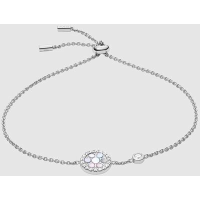 Fossil Pulsera de cadena de mujer de secciones sterling de plata de ley con nácar. Plateado Fossil Pulsera de cadena de mujer de secciones sterling de plata de ley con nácar. Plateado
