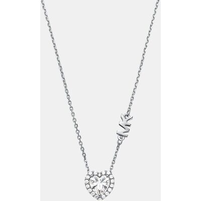 Michael Kors Collar de mujer de plata de ley con colgante de corazón. Plateado Michael Kors Collar de mujer de plata de ley con colgante de corazón. Plateado