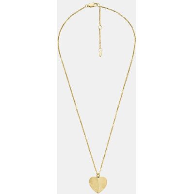 Fossil Collar de mujer harlow con colgante de corazón con textura lineal de acero inoxidable. Dorado Fossil Collar de mujer harlow con colgante de corazón con textura lineal de acero inoxidable. Dorado