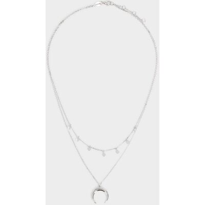 Parfois Collar de plata de ley doble con abalorios en plateado. Plateado Parfois Collar de plata de ley doble con abalorios en plateado. Plateado