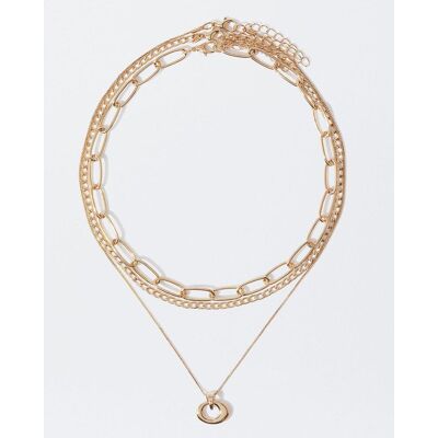 Parfois Collar doble de eslabones con abalorio en dorado. Dorado Parfois Collar doble de eslabones con abalorio en dorado. Dorado