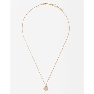 Parfois Collar de acero inoxidable con abalorio de trébol y circonitas en dorado. Dorado Parfois Collar de acero inoxidable con abalorio de trébol y circonitas en dorado. Dorado