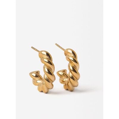 Parfois Pendientes de aro de acero inoxidable rizados en liso. Dorado Parfois Pendientes de aro de acero inoxidable rizados en liso. Dorado