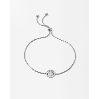 Parfois Pulsera de acero inoxidable fina con abalorio de árbol de la vida en plateado. Plateado Parfois Pulsera de acero inoxidable fina con abalorio de árbol de la vida en plateado. Plateado