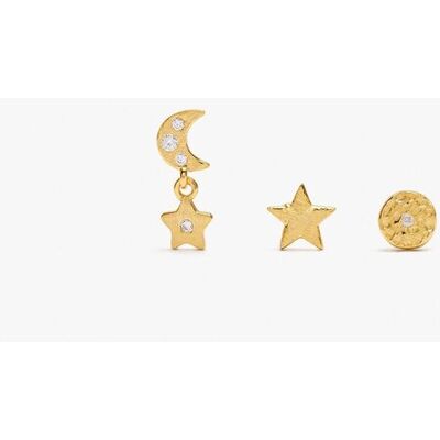 Parfois Pack de pendientes de plata de ley con baño de oro de 18 k con circonitas. Dorado Parfois Pack de pendientes de plata de ley con baño de oro de 18 k con circonitas. Dorado