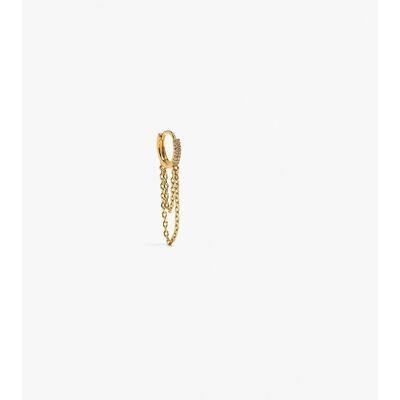 Parfois Pendiente de aro de plata de ley bañado en oro de 18 k con cadena colgante. Dorado Parfois Pendiente de aro de plata de ley bañado en oro de 18 k con cadena colgante. Dorado