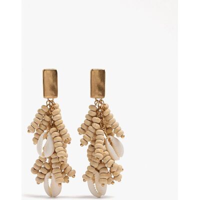 Parfois Pendientes con cuentas decorativas y conchas. Blanco Parfois Pendientes con cuentas decorativas y conchas. Blanco